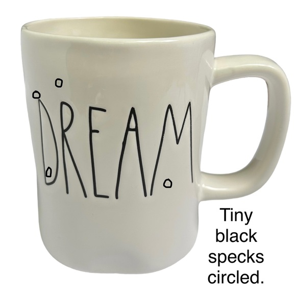 Rae Dunn DREAM Mug Coffee Tea White Black Large Long Letters Dimples NWT 2017 OG - Picture 4 of 13